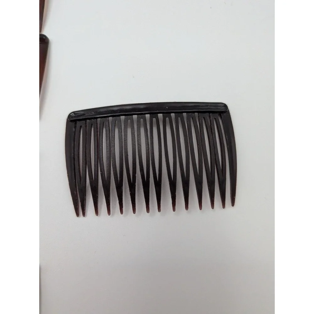 Vintage Goody Mini Hair Combs Side Pin Brown Marble Tortoise 2